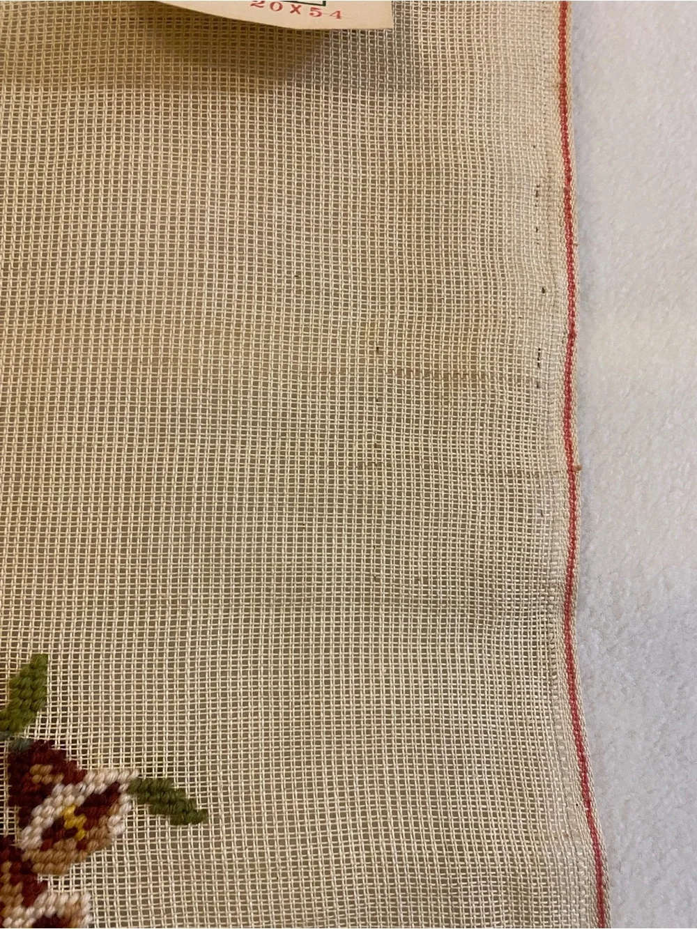 Vintage Poman Needlework floral preworked needlepoint canvas 19 x 53 runner rug